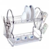 2 Layer Dish Drainer Stainless Steel Bowl Rack
